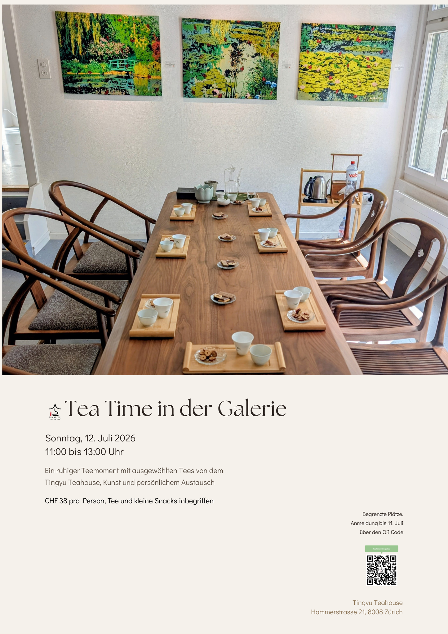 L'heure du thé à la galerie : le thé chinois rencontre l'art (dimanche 12 juillet 2026 de 11h00 à 13h00)